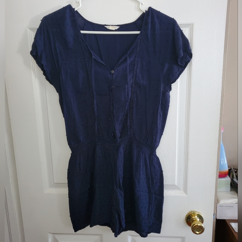 Navy Blue Short Sleeve Romper